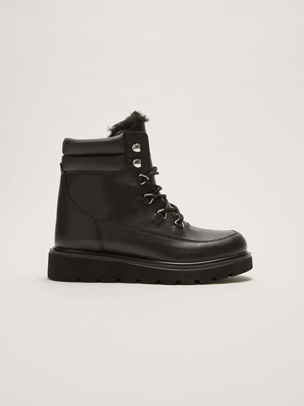 Әйелдерге арналған қалың табанды баулы былғары көріністі қар етігі-1