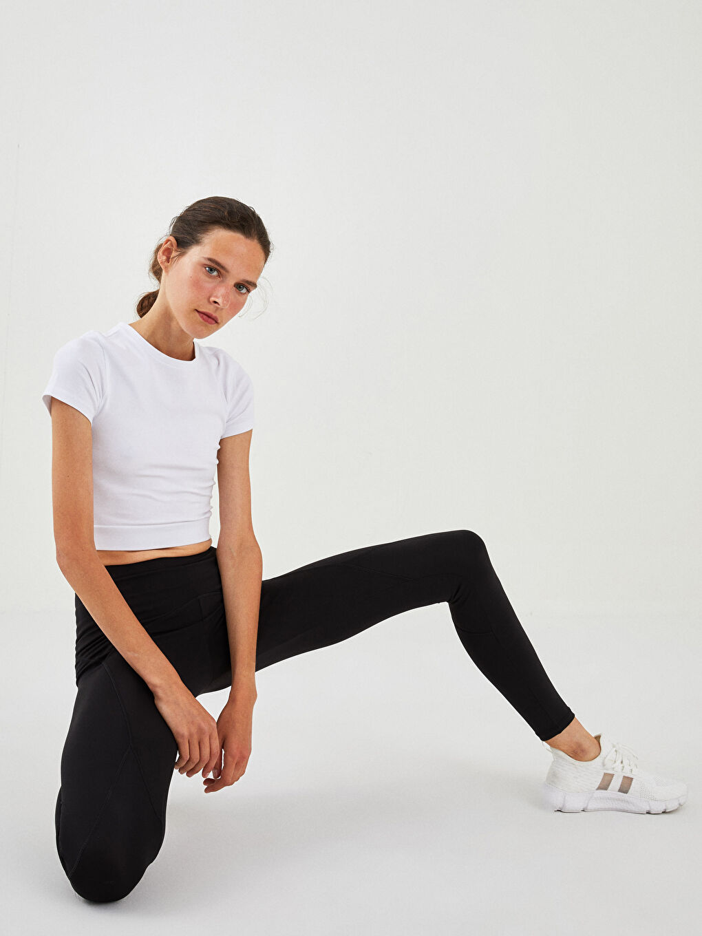 XSIDE Women's Elasticated Waist Plain Sports Leggings -W1H168Z8-CVL