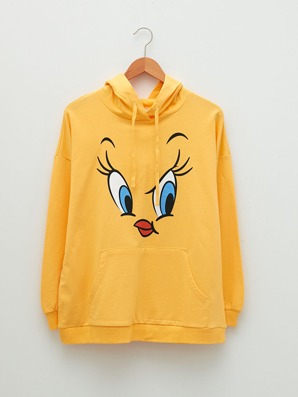 Женское худи Tweety с принтом, с длинным рукавом, хлопковый свитшот