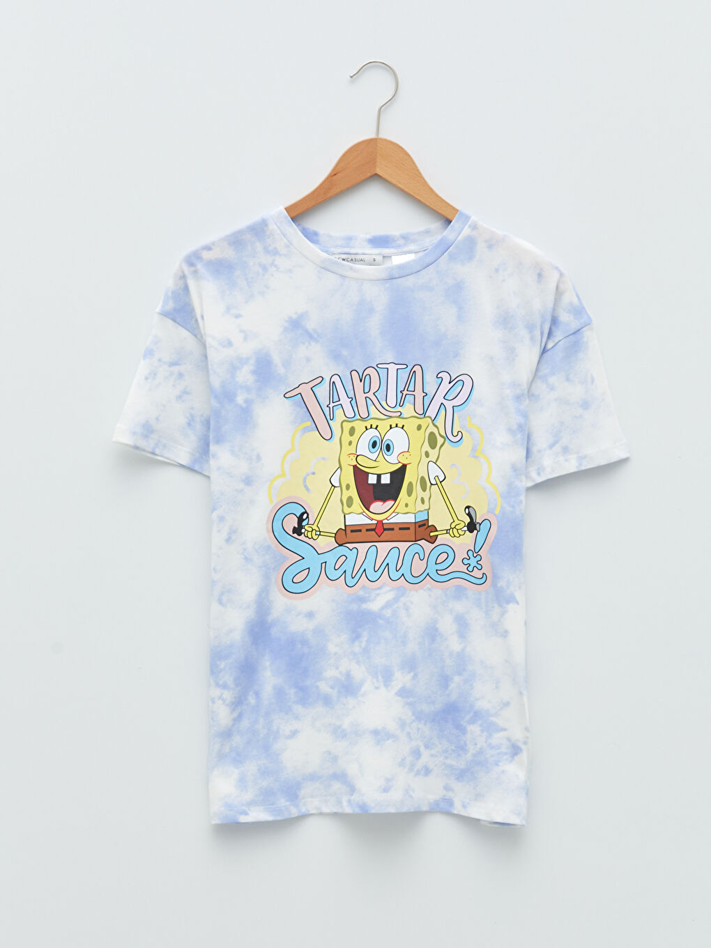 LCW Vision Crew Neck SpongeBob Printed Short Sleeve Cotton Women's T-Shirt -W1H182Z8-F9C