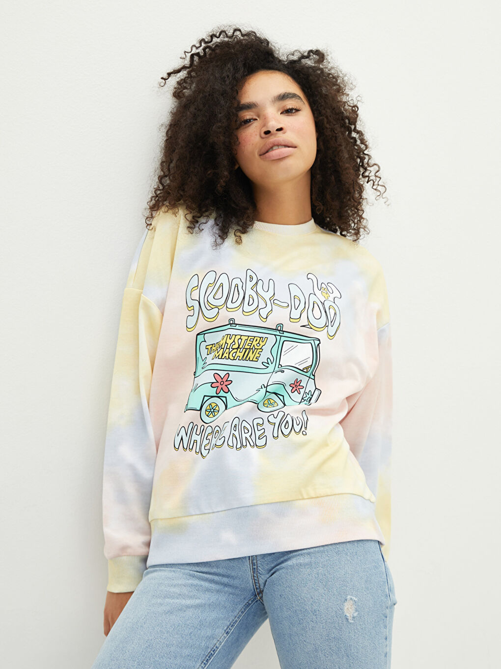 LCW Vision Karışık Baskılı Bisiklet Yaka Scooby Doo Baskılı Uzun Kollu Kadın Sweatshirt - 1