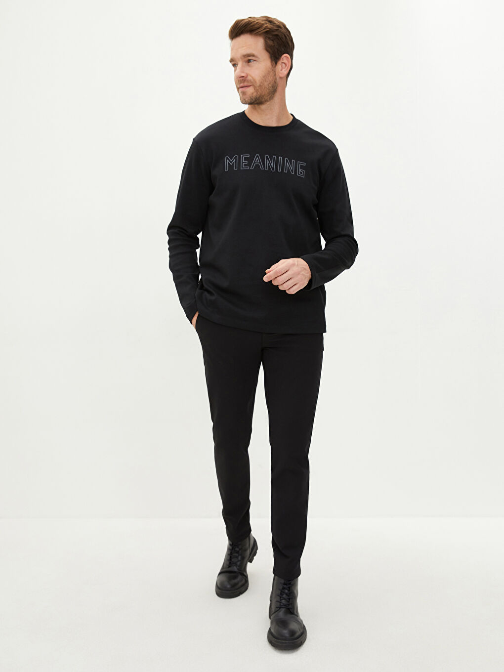 Crew Neck Long Sleeve Printed Men's T-Shirt-2