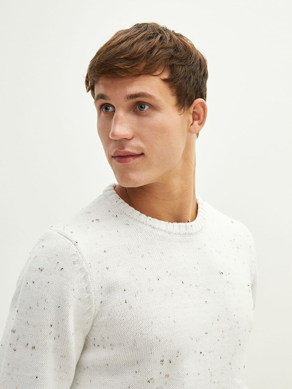 Crew Neck Long Sleeve Men's Tricot Sweater-4