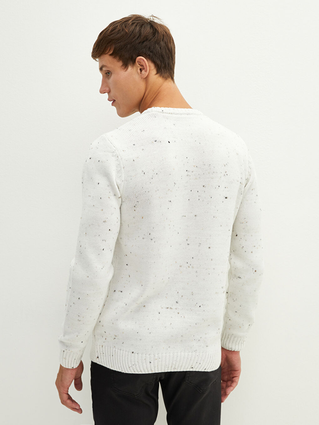 Crew Neck Long Sleeve Men's Tricot Sweater-5