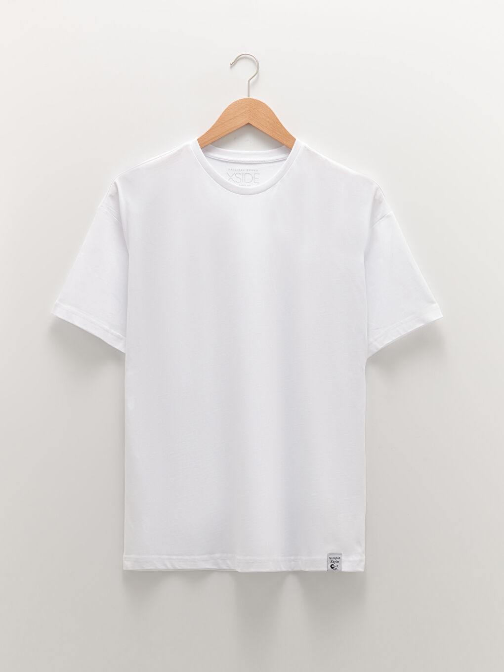 Beyaz Oversize Bisiklet Yaka Kısa Kollu Penye Erkek Tişört-5