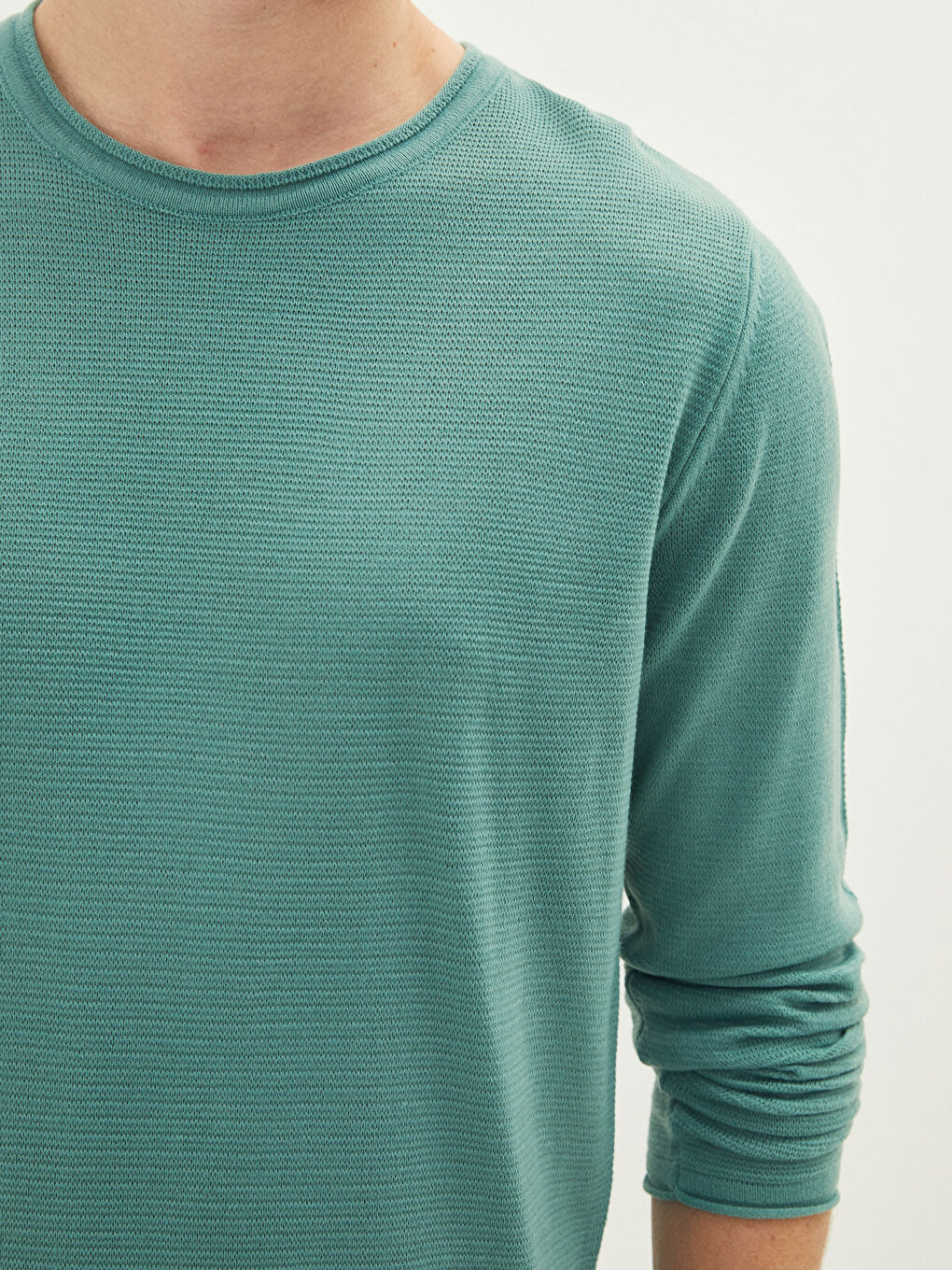 Yeşil Bisiklet Yaka Erkek Triko Kazak-2