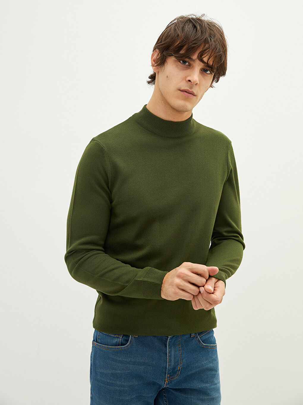 XSIDE Halber Rollkragen Langarm Herren Strickpullover -W1H305Z8-S0W