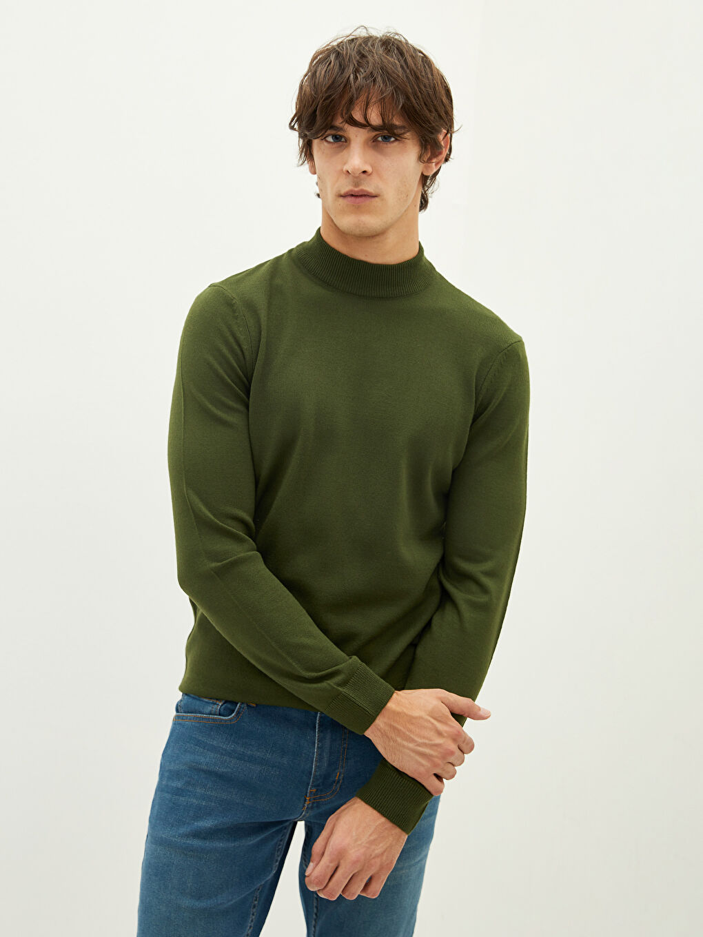 XSIDE Halber Rollkragen Langarm Herren Strickpullover -W1H305Z8-S0W