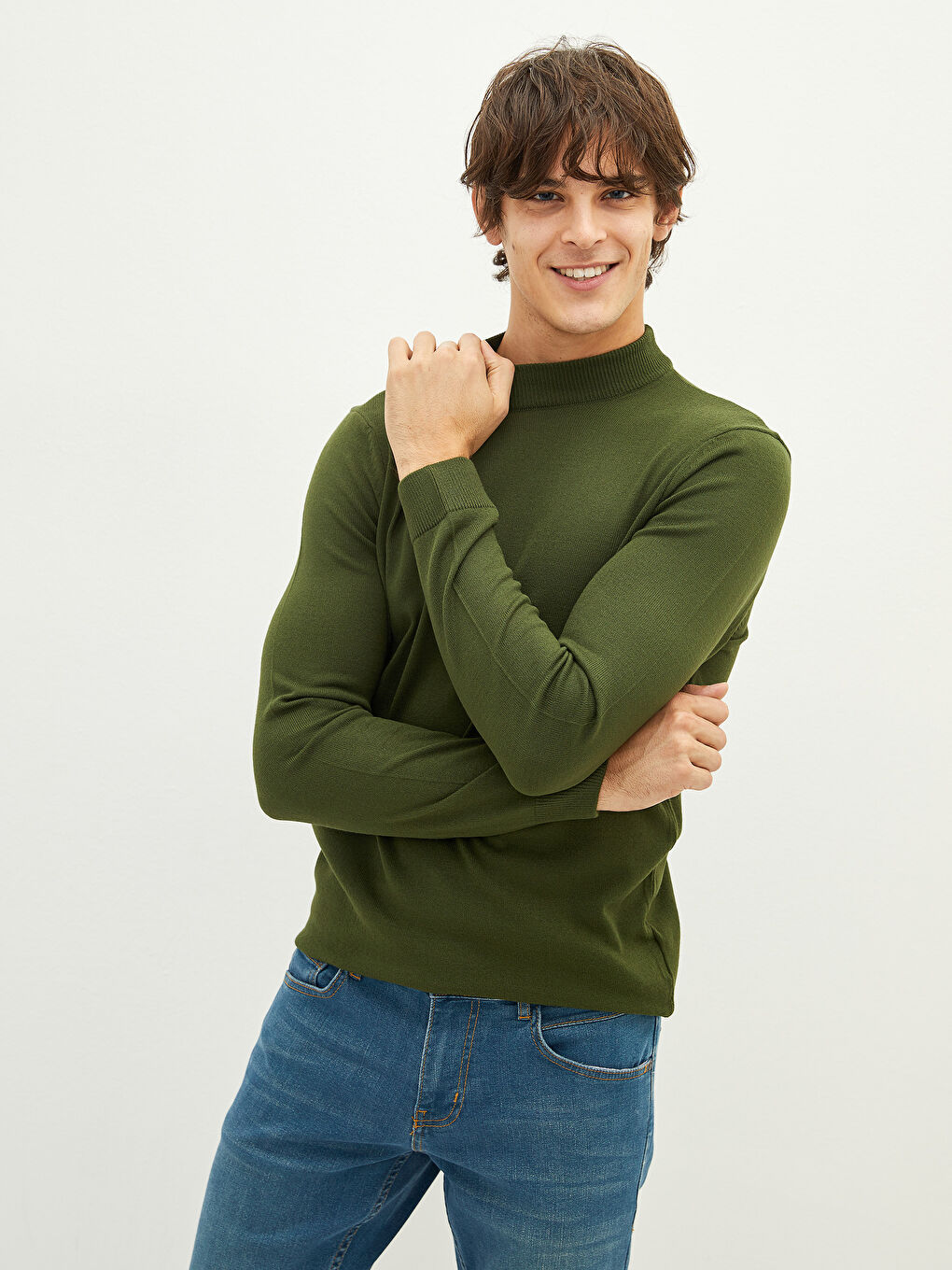 XSIDE Halber Rollkragen Langarm Herren Strickpullover -W1H305Z8-S0W