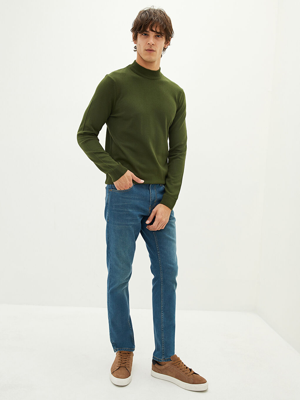 XSIDE Halber Rollkragen Langarm Herren Strickpullover -W1H305Z8-S0W