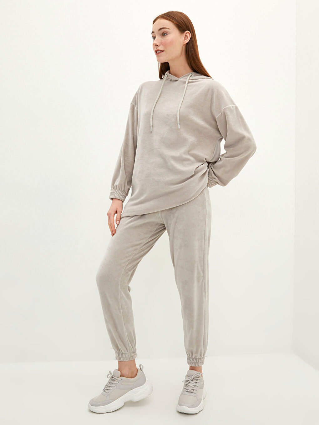 Pantaloni de Trening Jogger de Damă din Catifea cu Talie Elastică