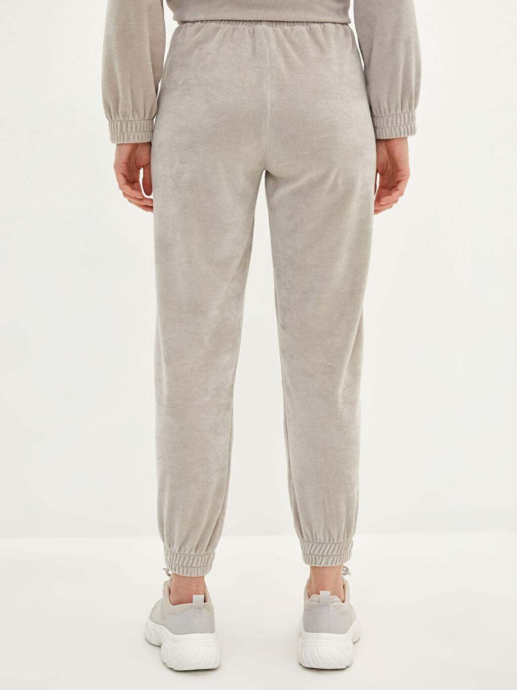 Pantaloni de Trening Jogger de Damă din Catifea cu Talie Elastică-3