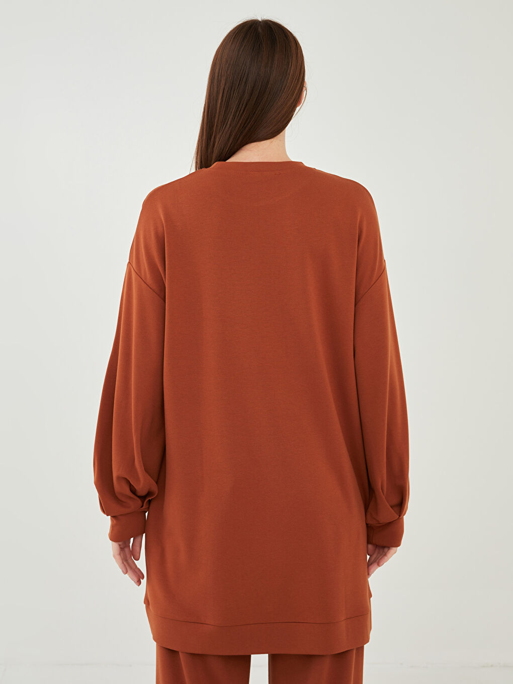 Rundhalsausschnitt Schlicht Langarm Tunika für Damen-4