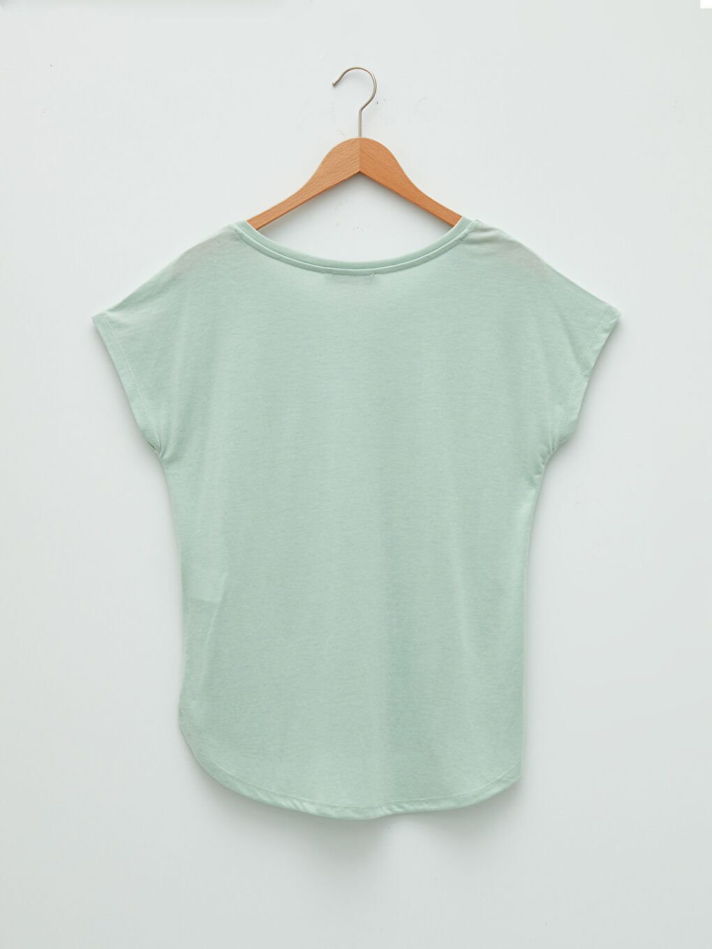 Yeşil Bisiklet Yaka Düz Kısa Kollu Kadın Spor Tişört-6