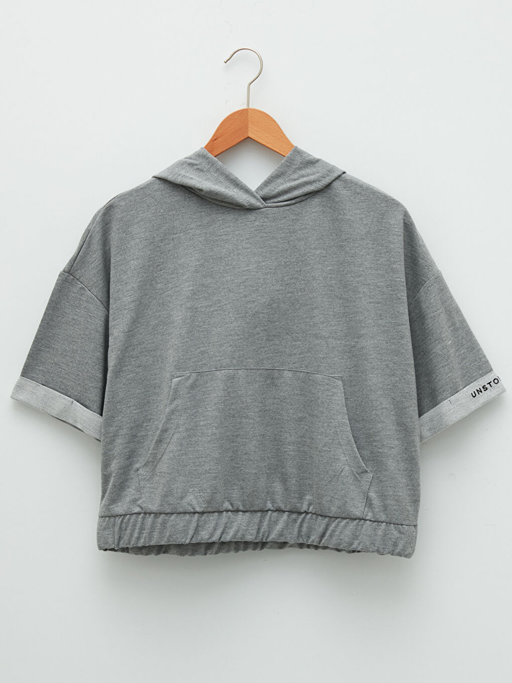 Hooded Collar Printed Short Sleeve Women's Sports T-Shirt-5