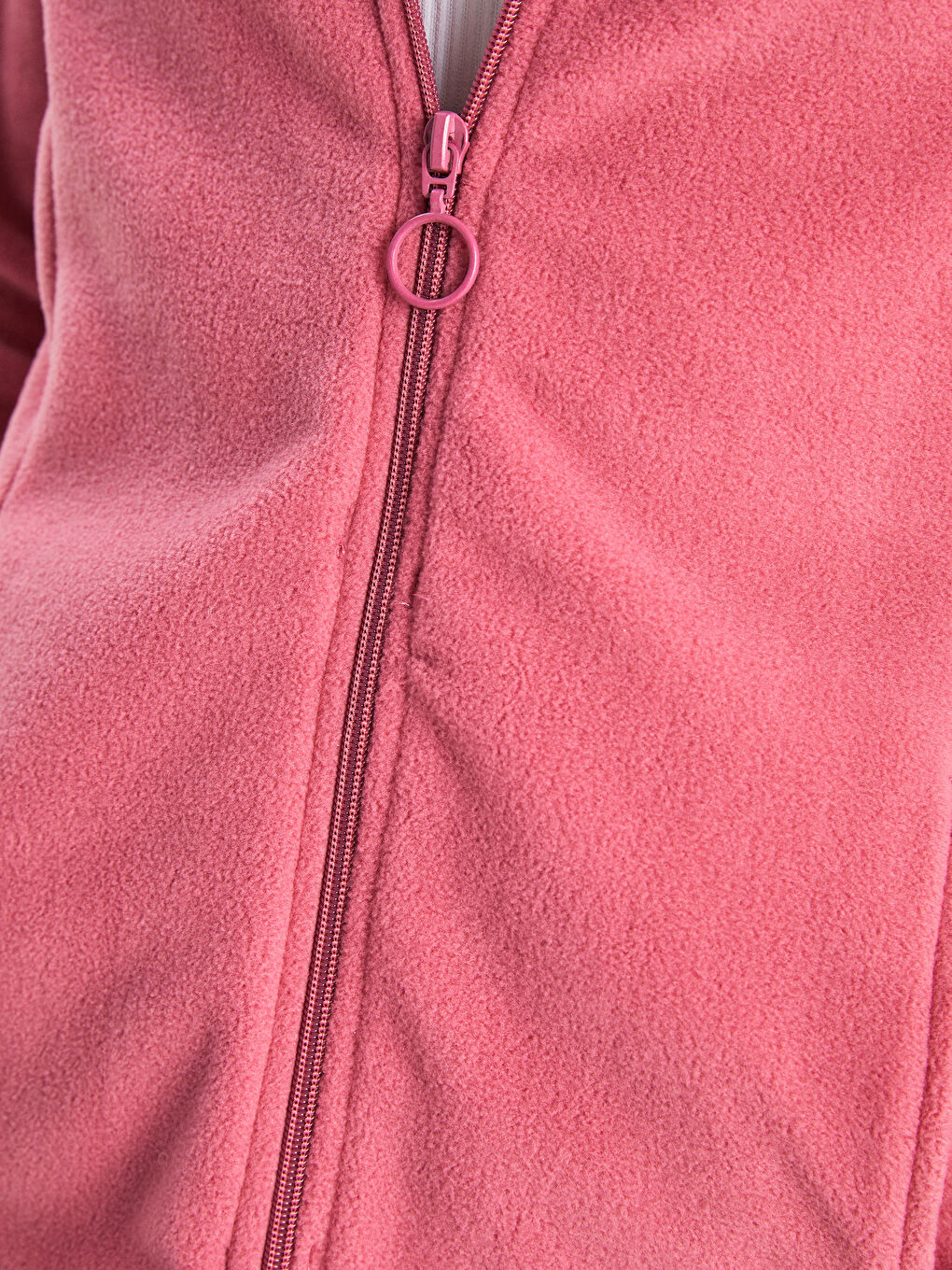 Stand Up Collar Straight Long Sleeve Pocket Detailed Fleece Women's Sport Cardigan-3
