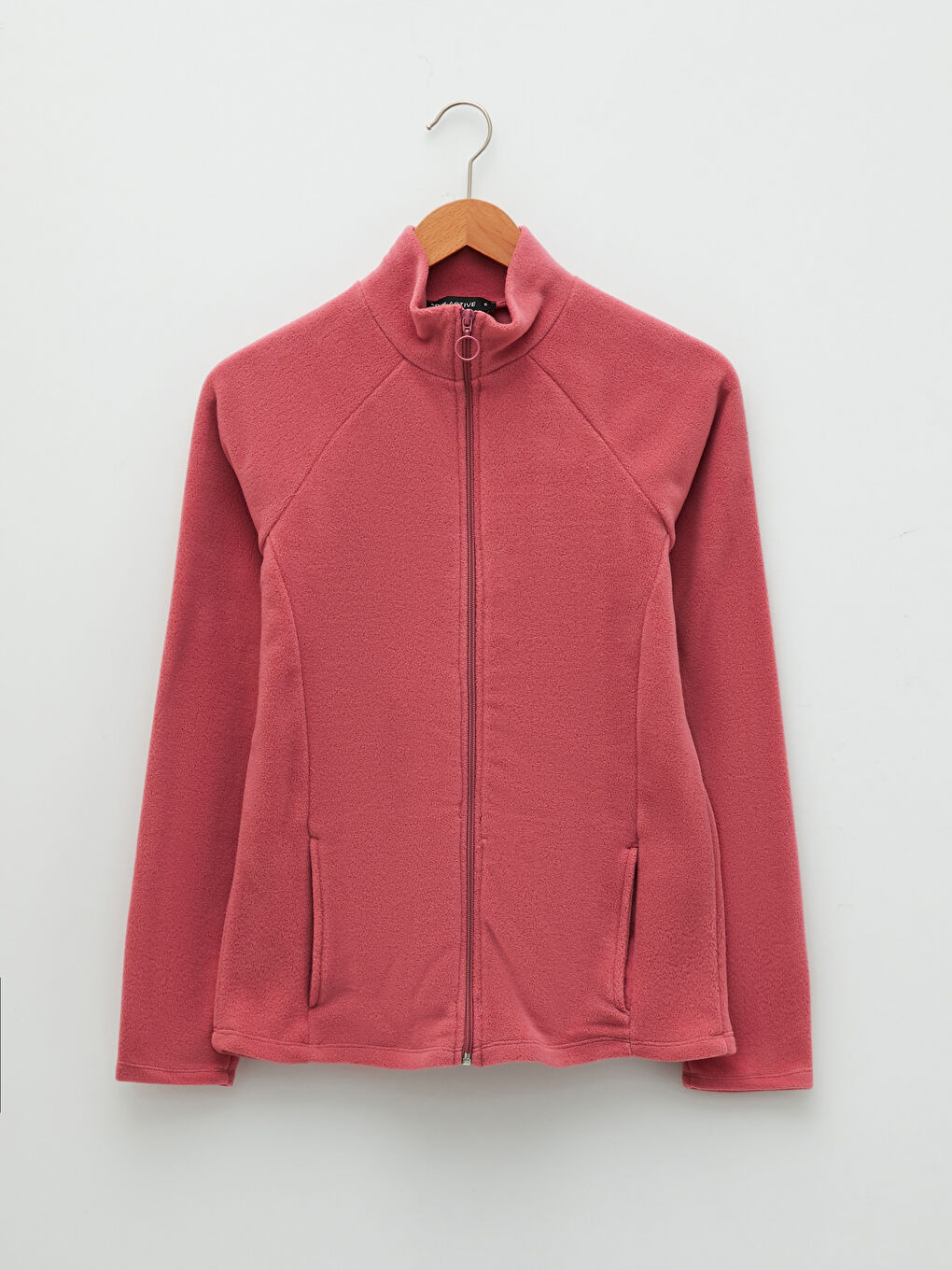 Stand Up Collar Straight Long Sleeve Pocket Detailed Fleece Women's Sport Cardigan-6