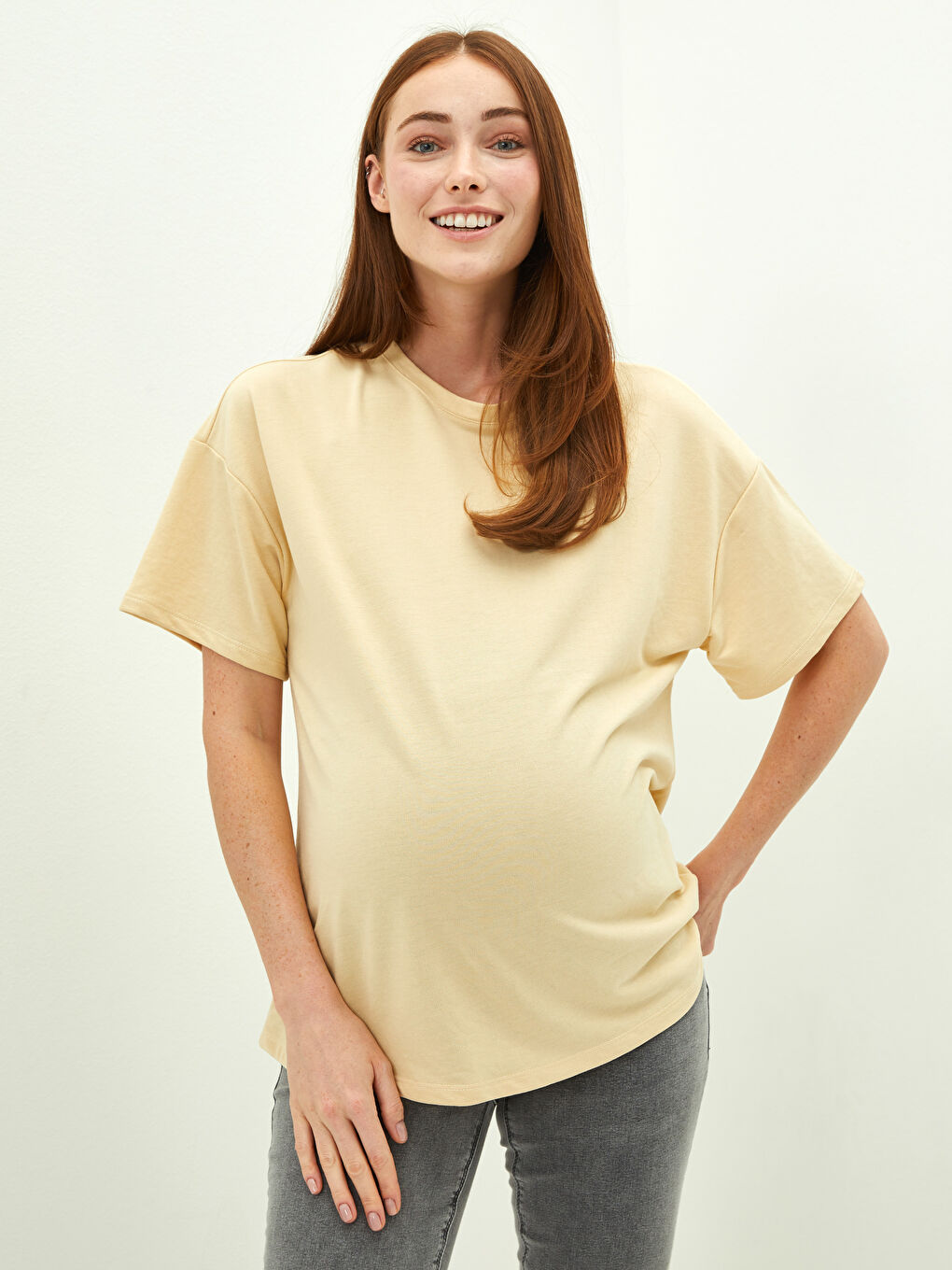 LCWAIKIKI Maternity Rundhalsausschnitt Schlicht Kurzarm Mutterschafts-T-Shirt -W1H384Z8-LXK