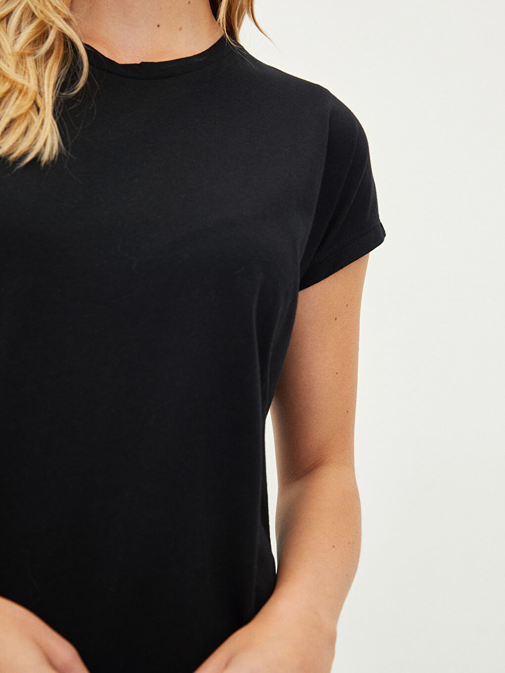 Crew Neck Straight Short Sleeve Cotton Women's Tunic-2