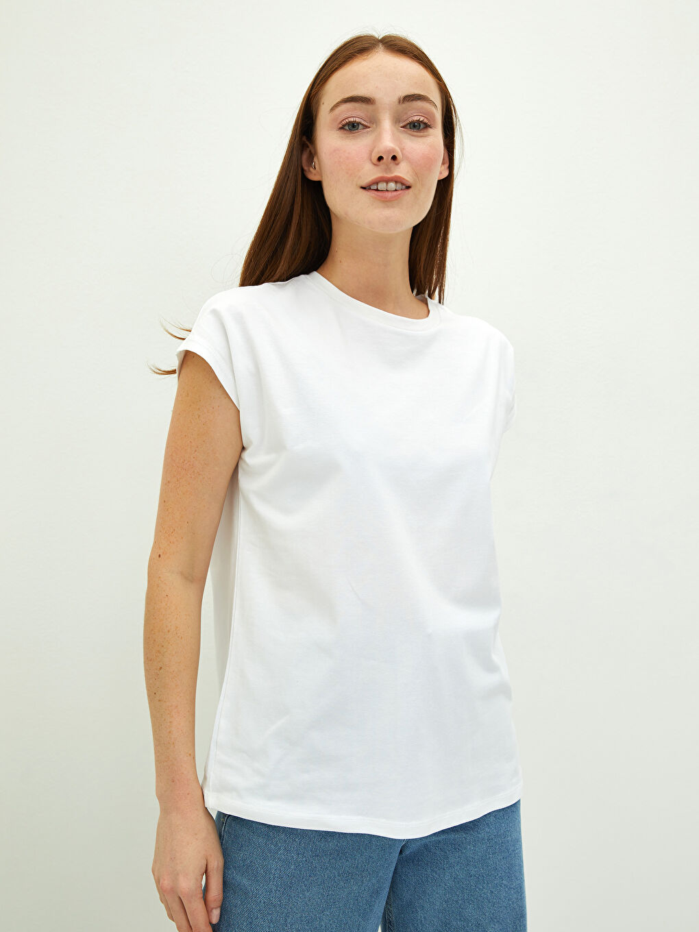 Crew Neck Plain Short Sleeve Women's T-Shirt-1