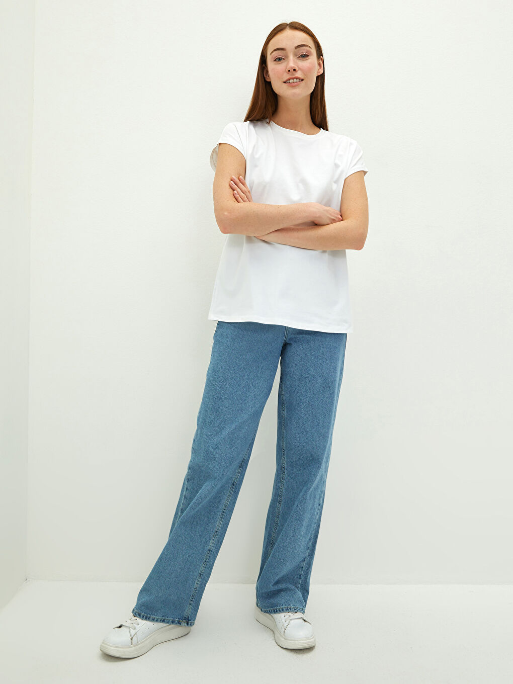 Crew Neck Plain Short Sleeve Women's T-Shirt-2