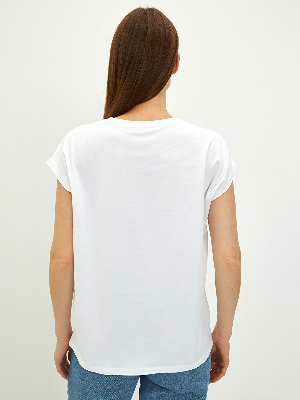 Crew Neck Plain Short Sleeve Women's T-Shirt-3