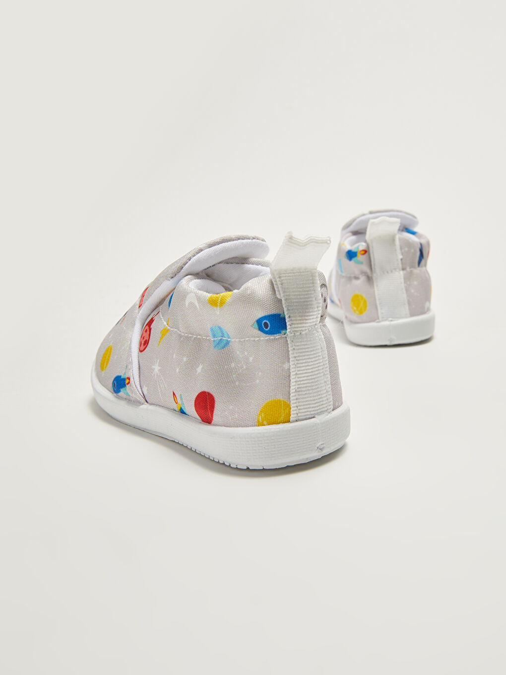 Gri Baskılı Erkek Bebek Günlük Spor Bez Ayakkabı-4