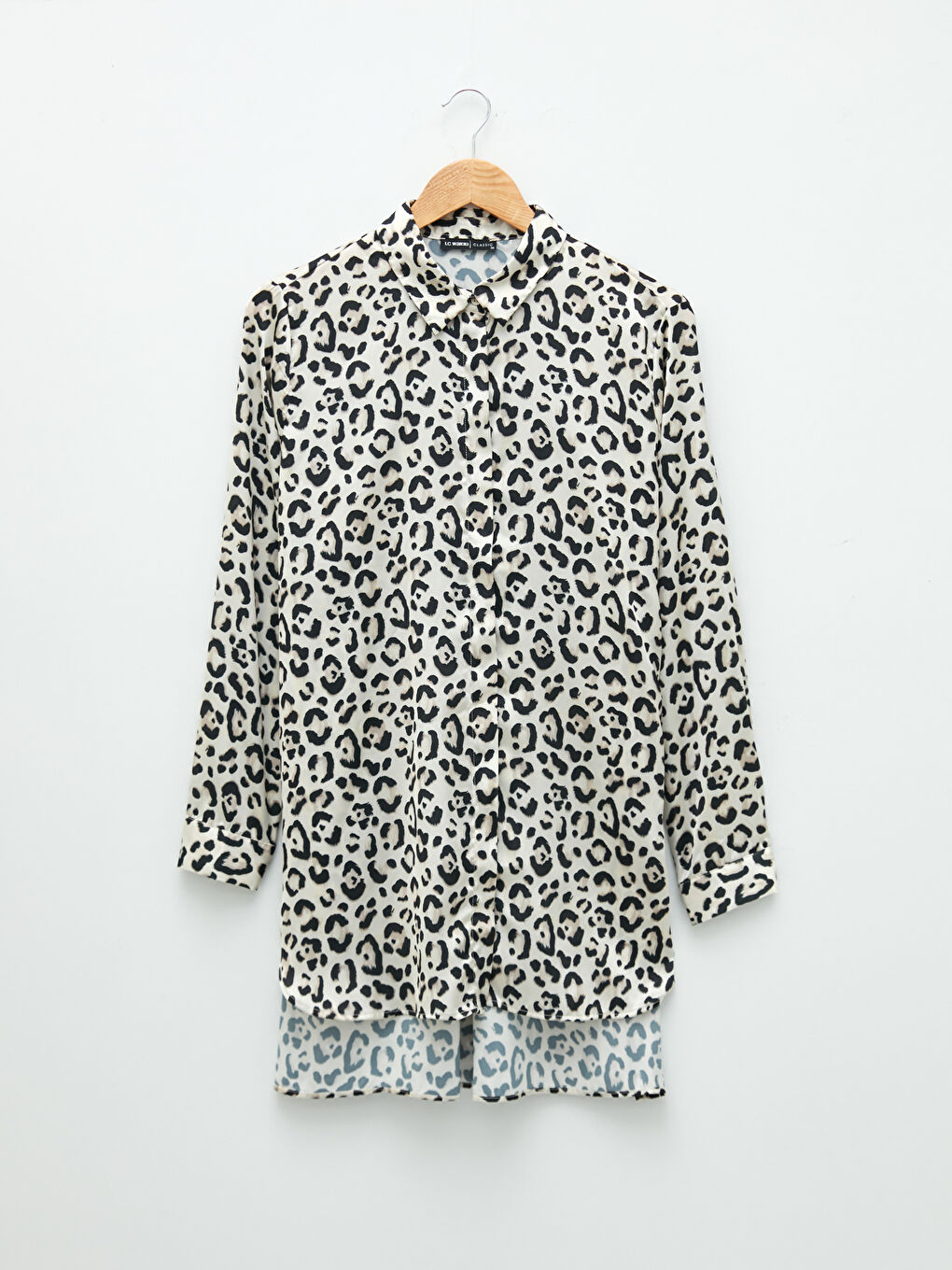 Bej Desenli Saten Kadın Gömlek Tunik-5