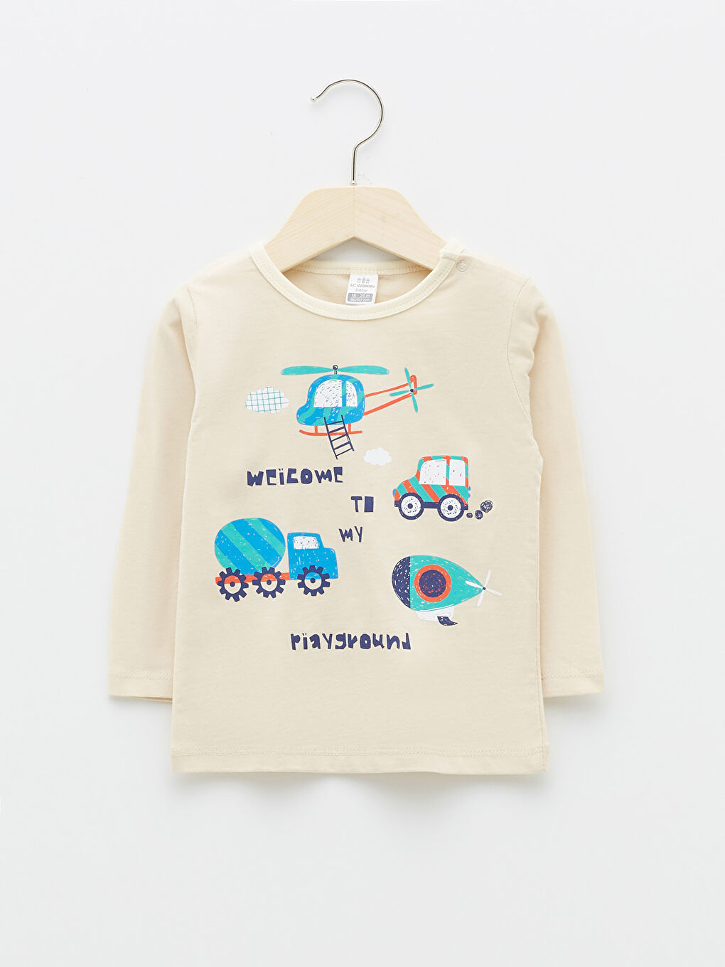 Crew Neck Long Sleeve Printed Cotton Baby Boy Pajama Set-1