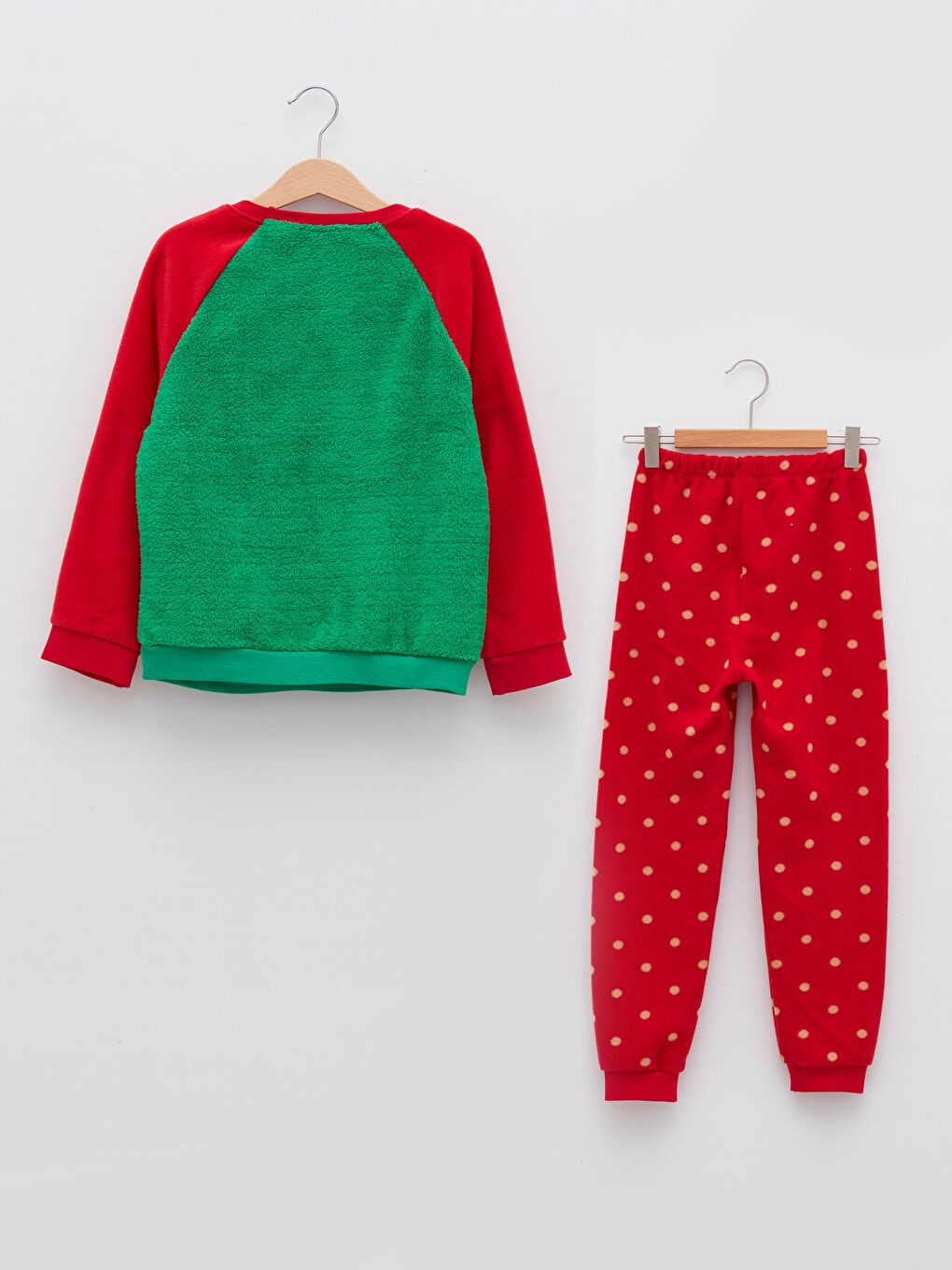 LCW Kids Crew Neck Christmas Themed Long Sleeve Fleece Girls' Pajamas Set -W1H426Z4-H1C