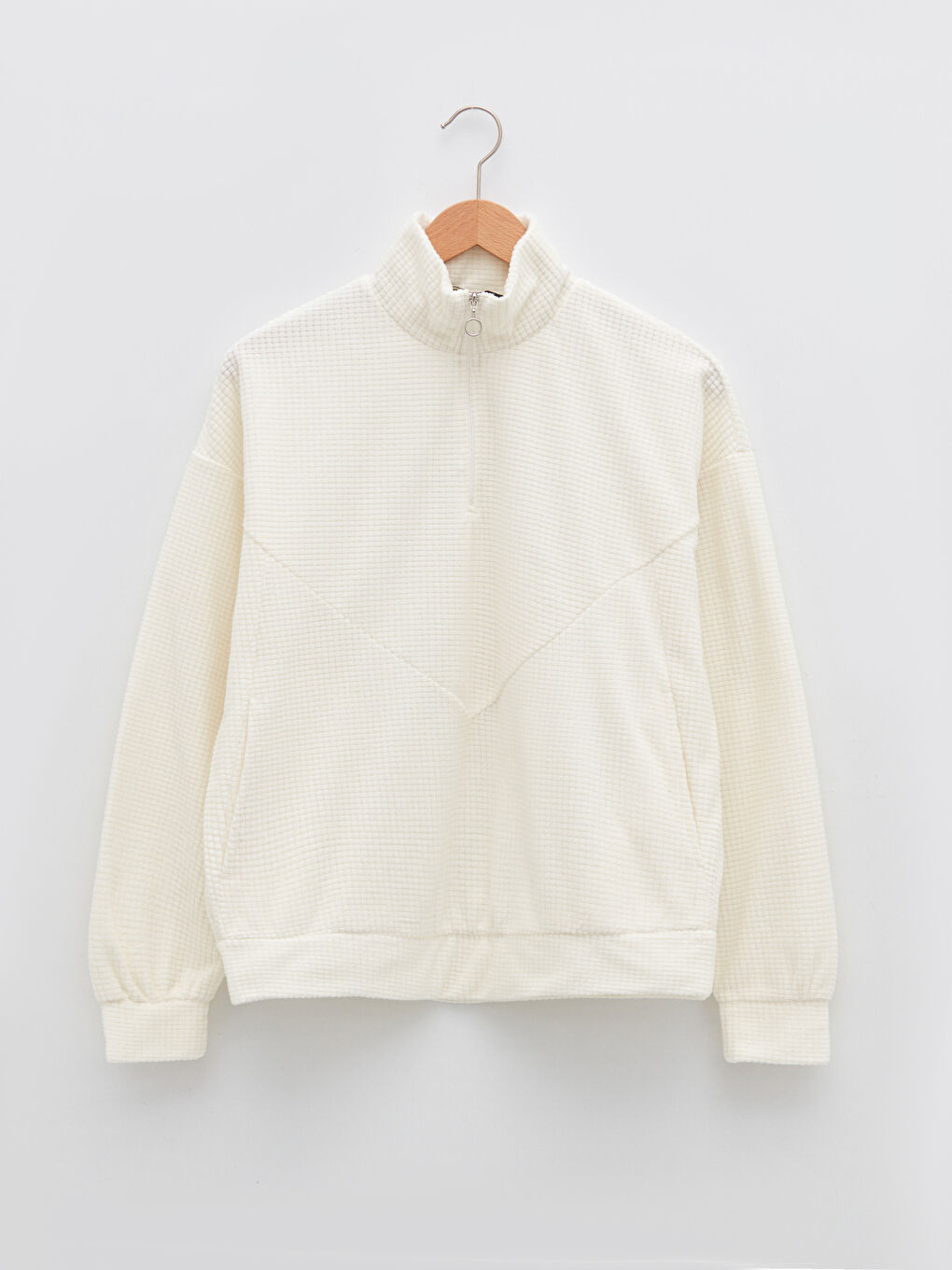 Turtle Neck Self Patterned Long Sleeve Women's Sweatshirt-5