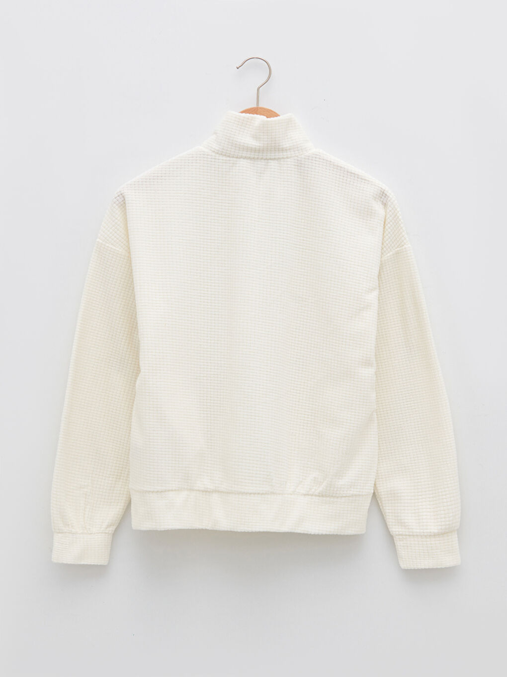 Turtle Neck Self Patterned Long Sleeve Women's Sweatshirt-6