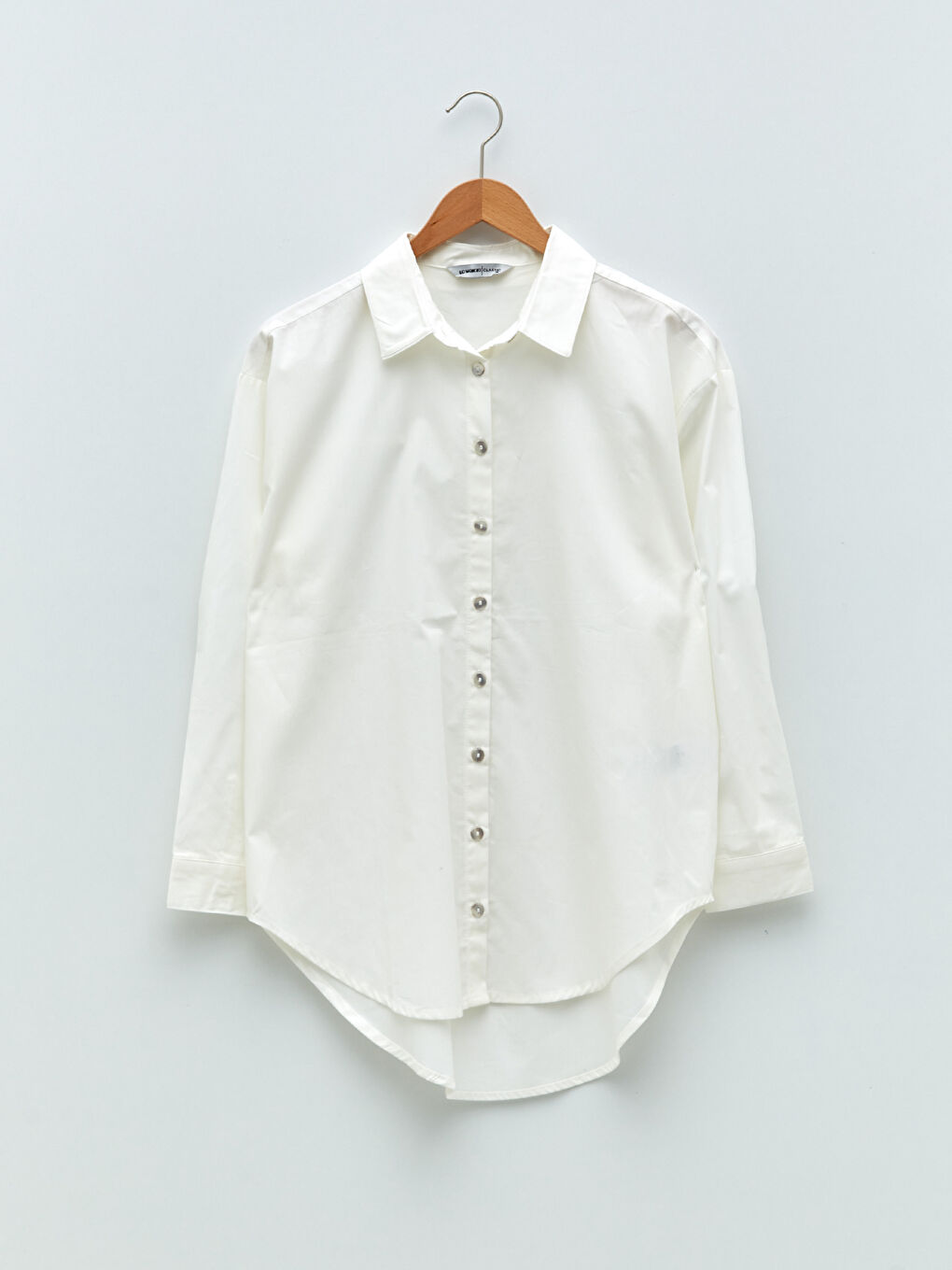 Buttoned Regular Long Sleeve Poplin Women's Shirt-6