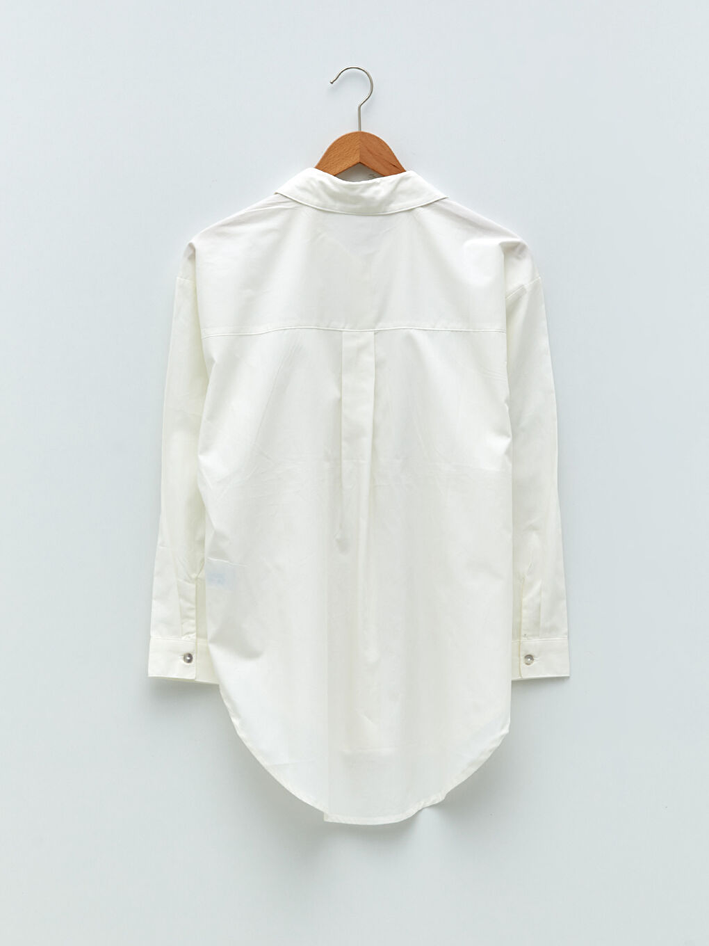 Buttoned Regular Long Sleeve Poplin Women's Shirt-7