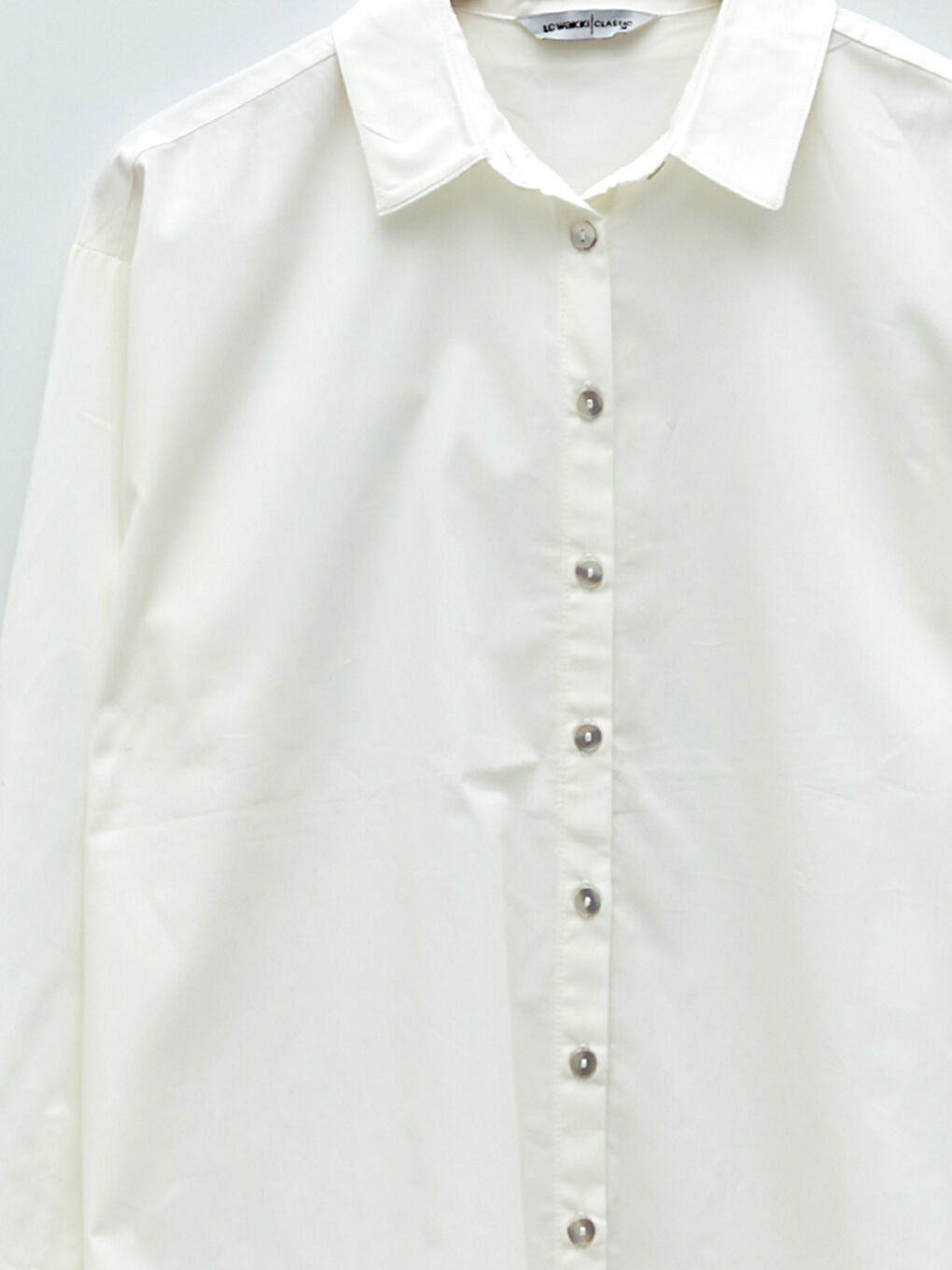 Buttoned Regular Long Sleeve Poplin Women's Shirt-8