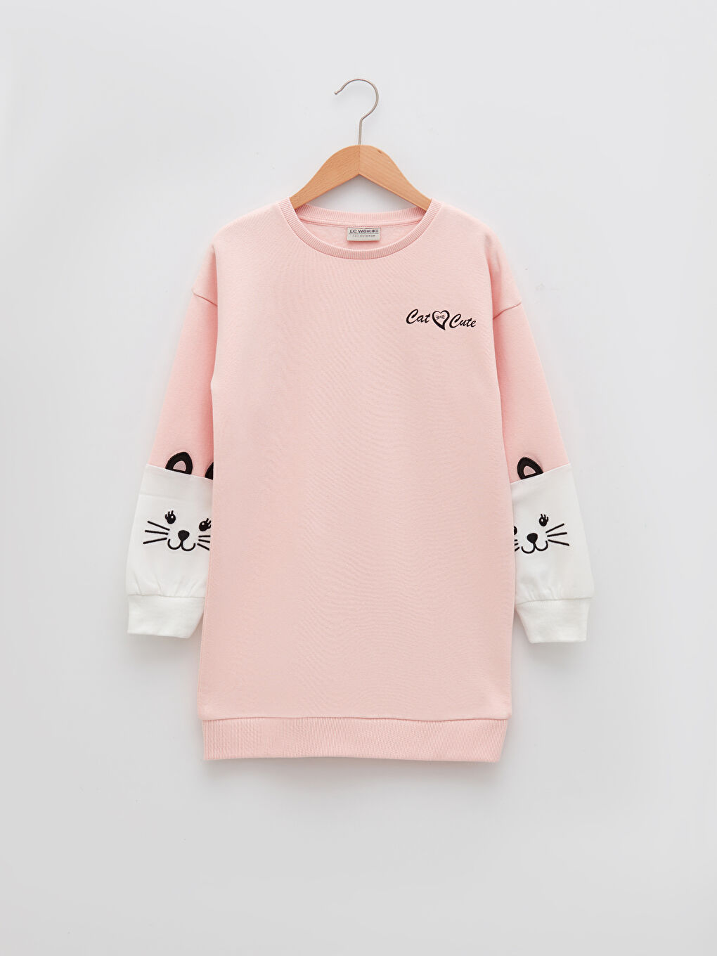 LCW Kids Rundhalsausschnitt Bedrucktes Langarm Kleid für Mädchen -W1H533Z4-FUT
