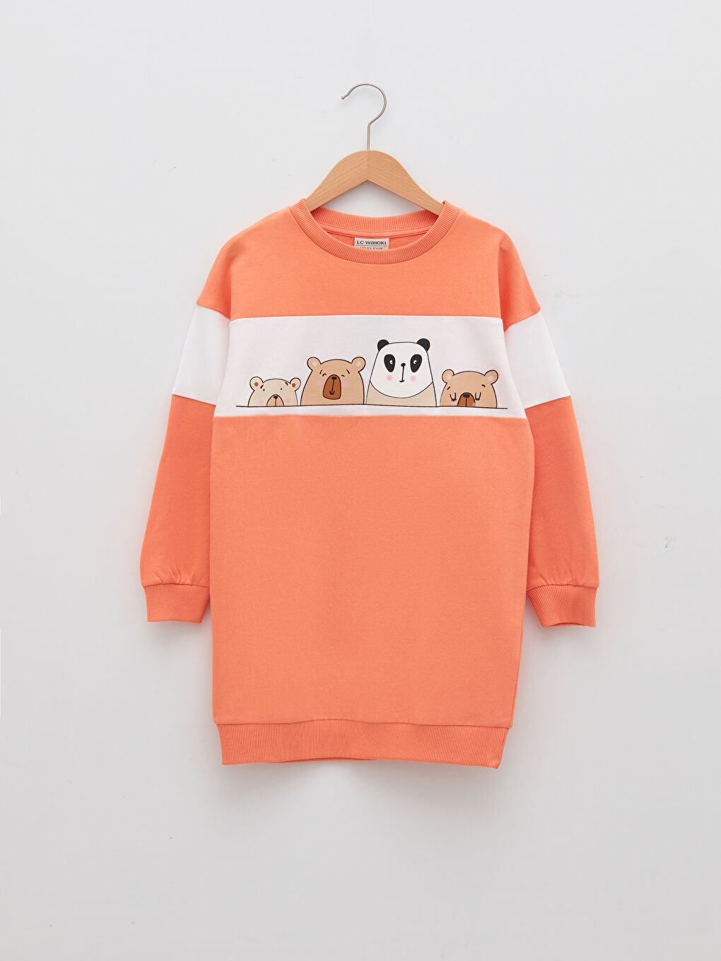 LCW Kids Crew Neck Printed Long Sleeve Girls' Dress -W1H534Z4-FHN