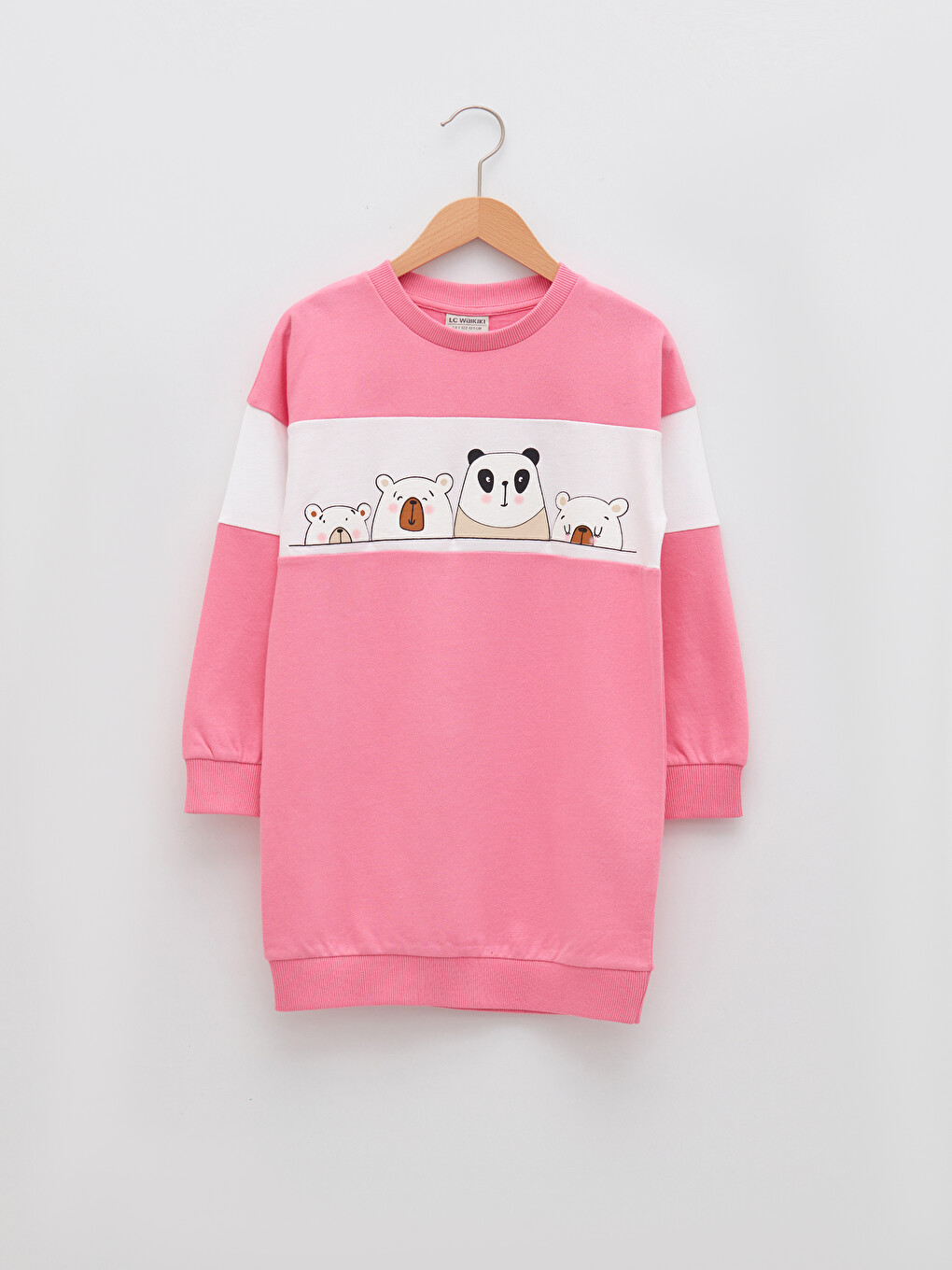 Crew Neck Printed Long Sleeve Girls' Dress