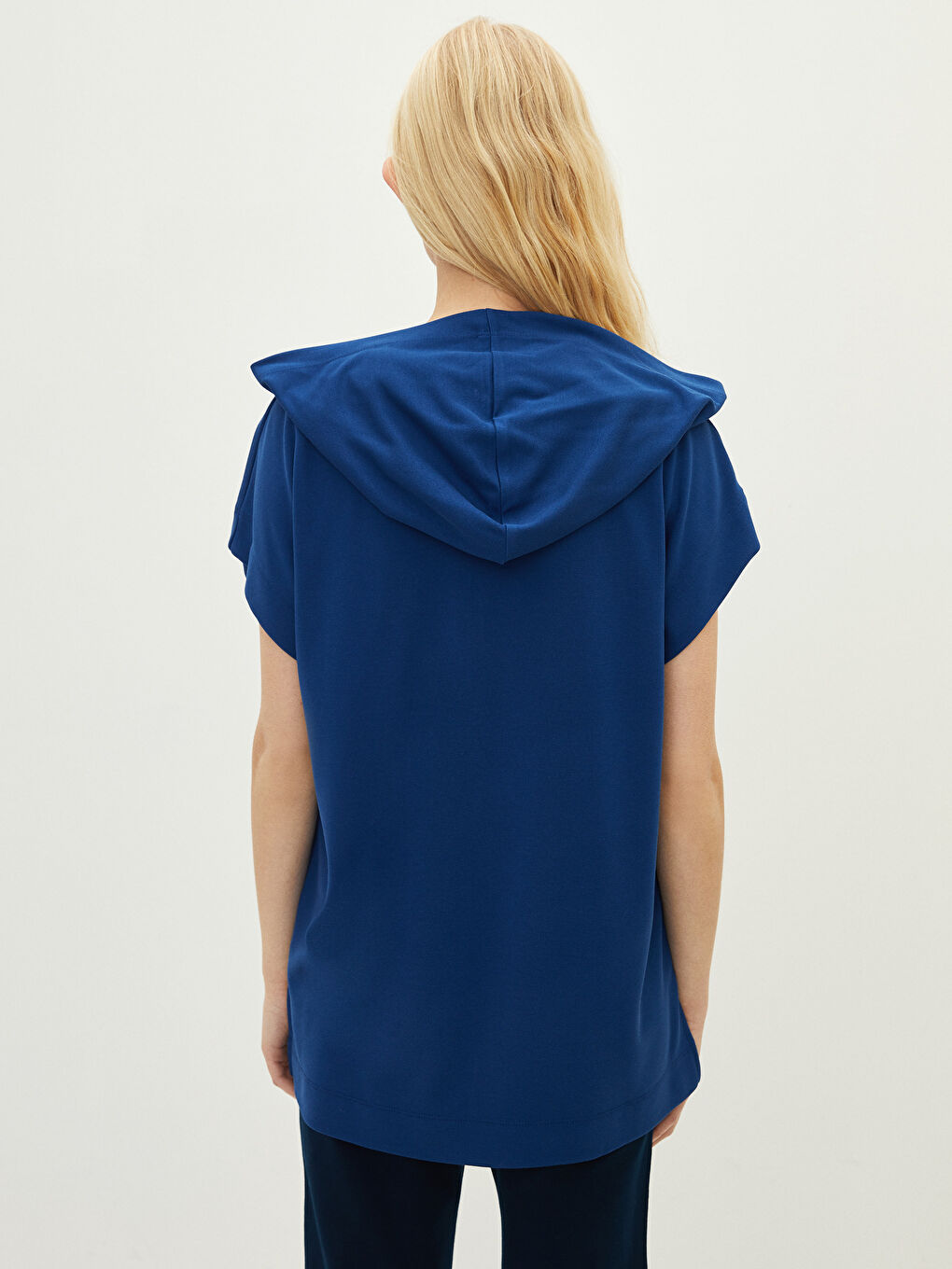 Hooded Plain Short Sleeve Women's T-Shirt-4