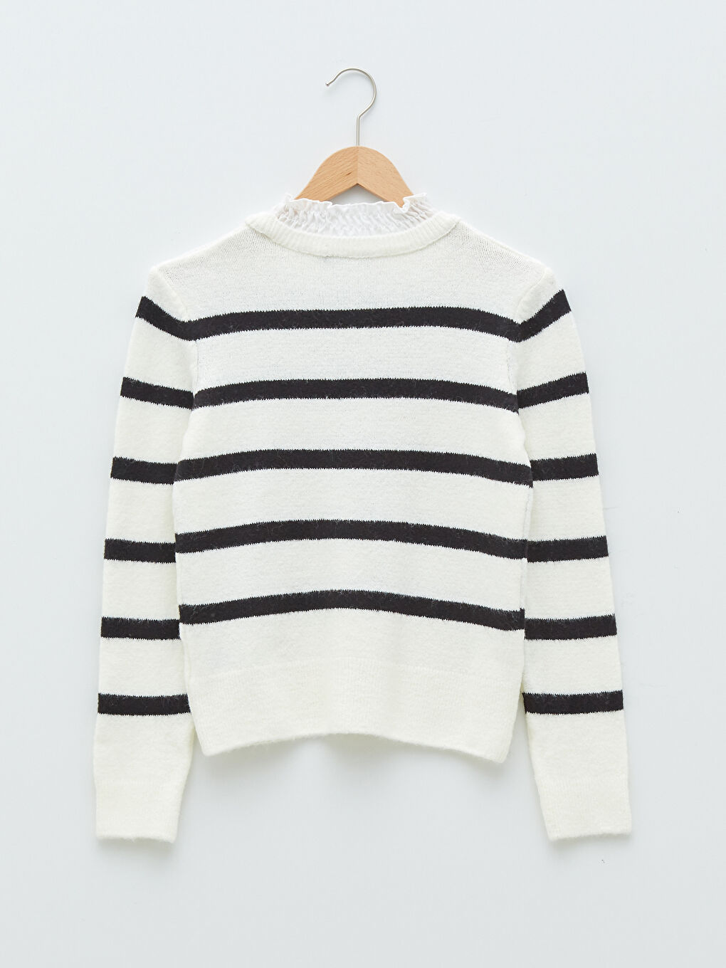 LCW Vision Gerüschter Hoher Kragen Gestreifter Langarm Pullover für Damen -W1H564Z8-LEG