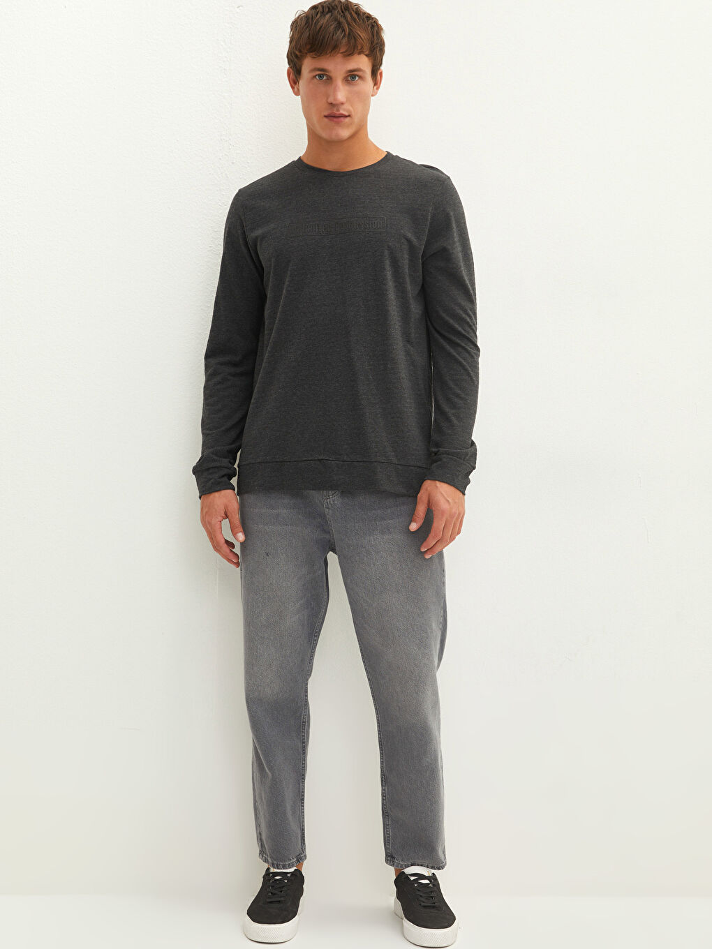 سويت شيرت كم طويل بياقة دائرية للرجال-2