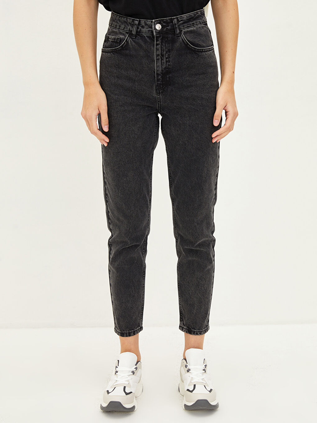 High Waist Mom Fit Pocket Detailed Women's Rodeo Denim Trousers-4