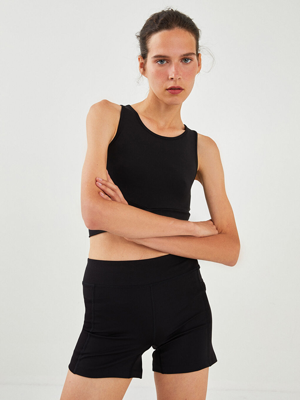 XSIDE Women's Elastic Waist Plain Sport Shorts Tights Shorts -W1H612Z8-CVL