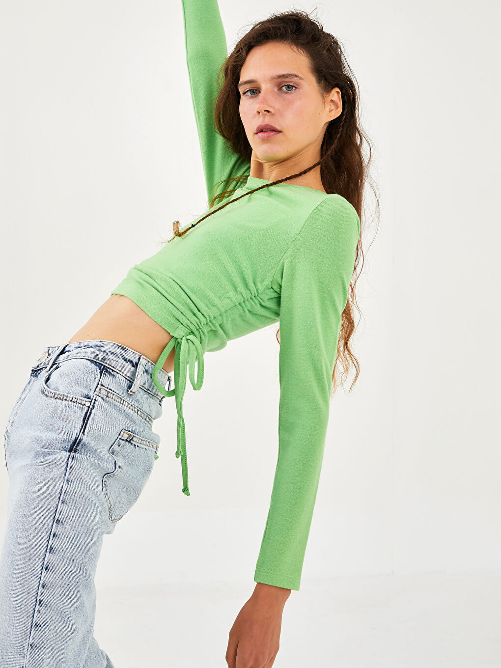 XSIDE Bisiklet Yaka Düz Uzun Kollu Kadın Sweatshirt -W1H626Z8-PZS