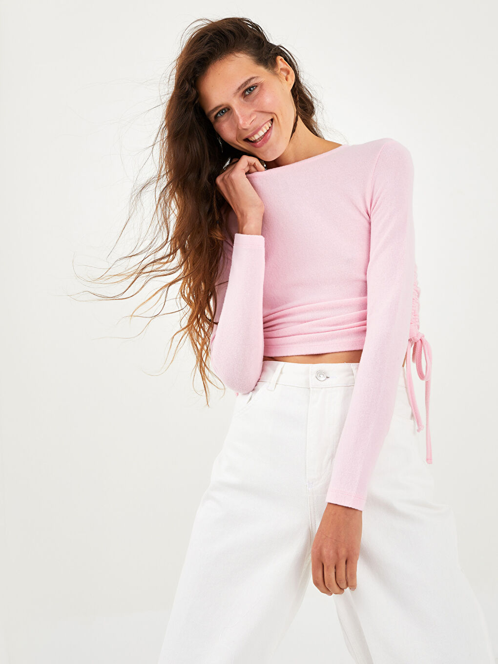 Crew Neck Plain Long Sleeve Women's Sweatshirt-1