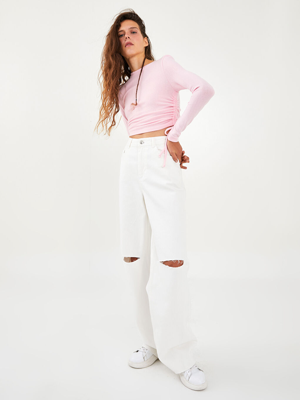 Crew Neck Plain Long Sleeve Women's Sweatshirt-3