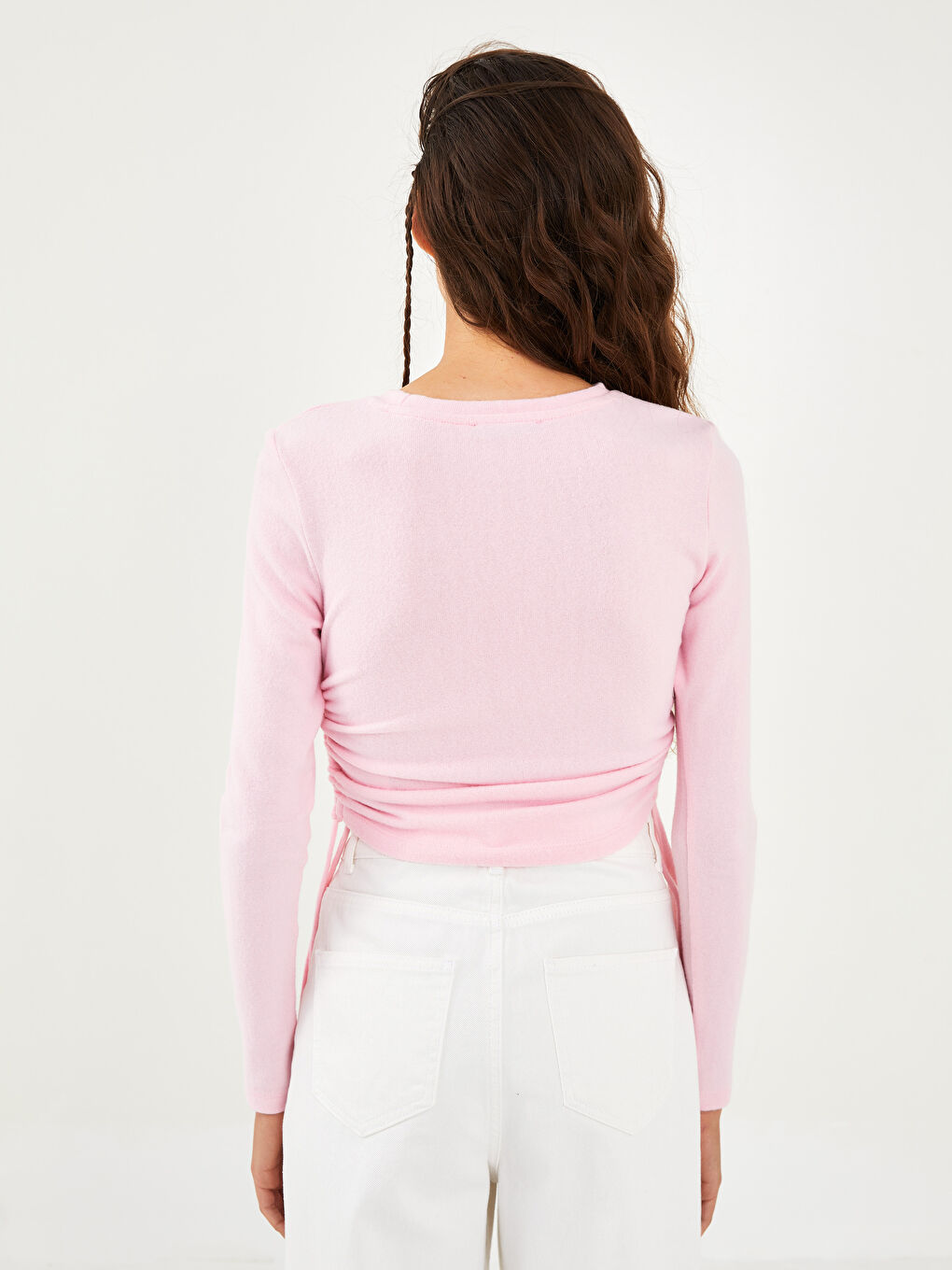 Crew Neck Plain Long Sleeve Women's Sweatshirt-5