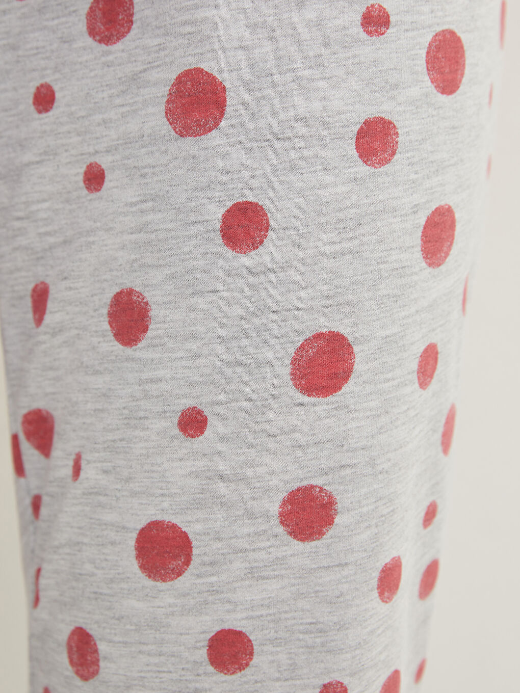 طقم بيجامة كم طويل ياقة دائرية مطبوع قطن للسيدات-3