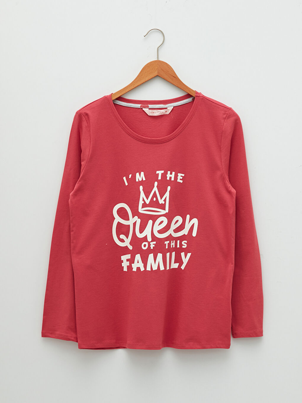 طقم بيجامة كم طويل ياقة دائرية مطبوع قطن للسيدات-6