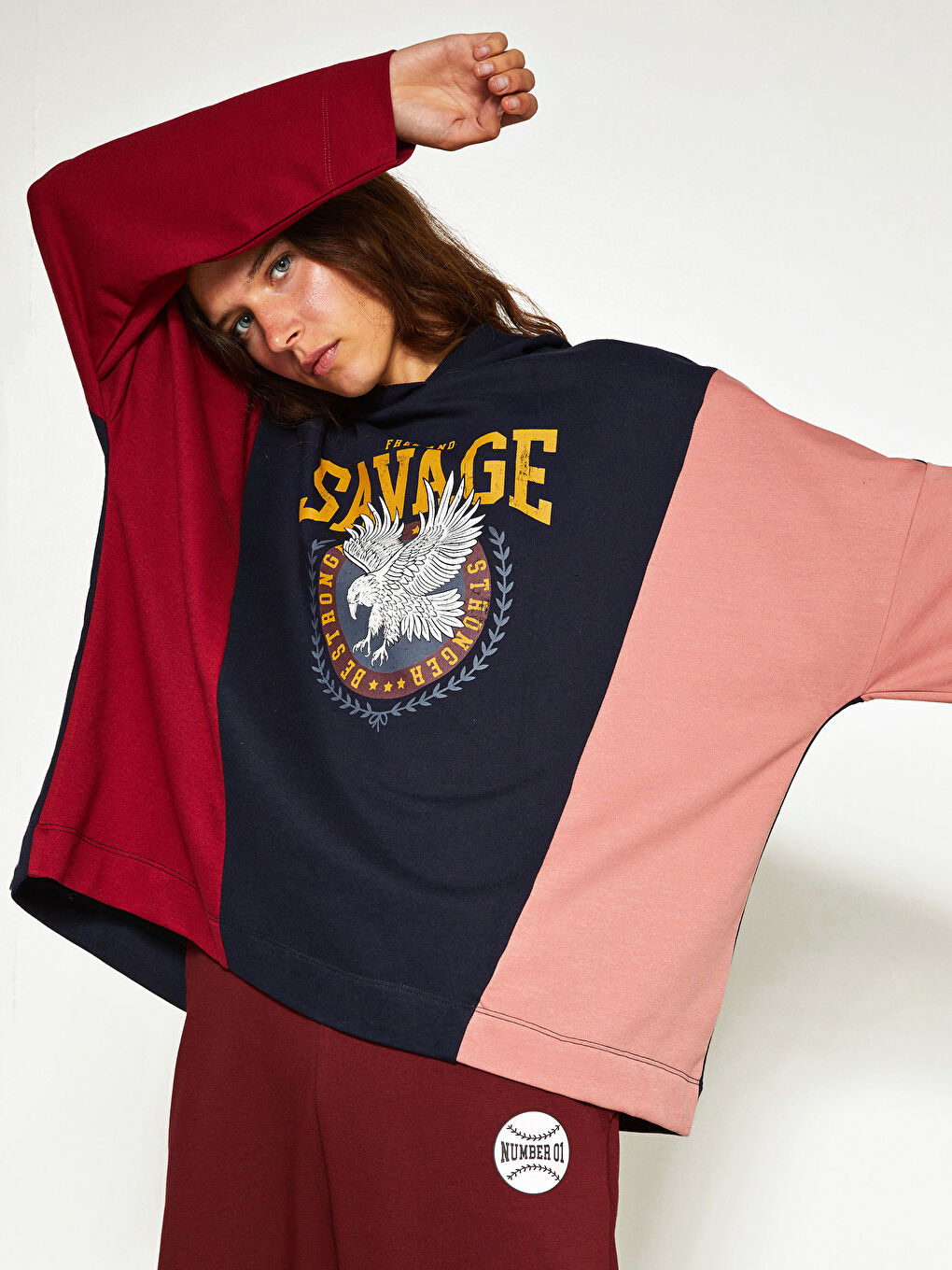 Hooded Printed Long Sleeve Women's Sweatshirt-1